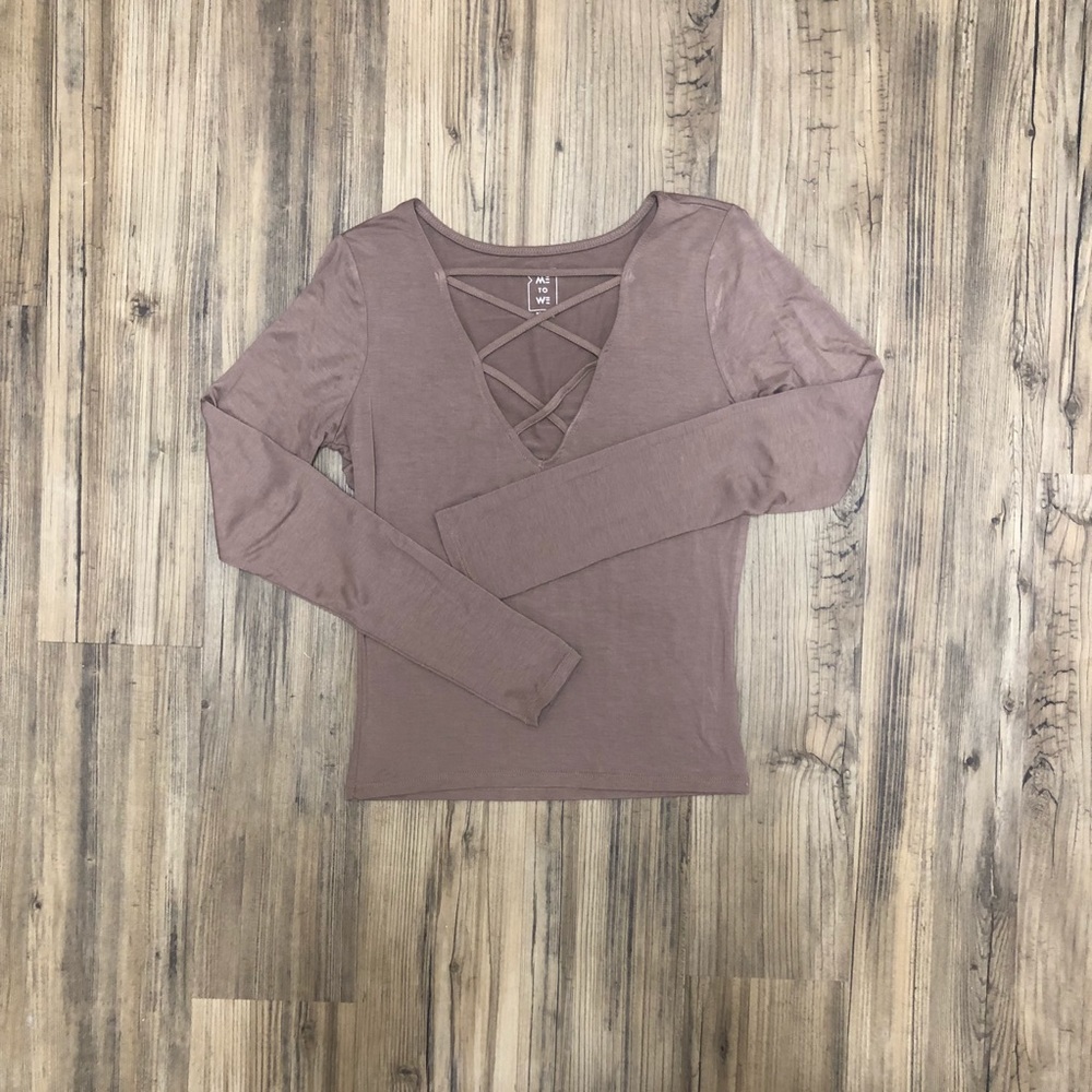 Me to We Mauve Criss-cross Top